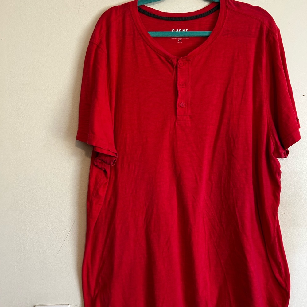 RHONE Vibrant Red Short Sleeve Henley Tee